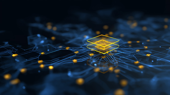 An image showing connected nodes and a central control point.
