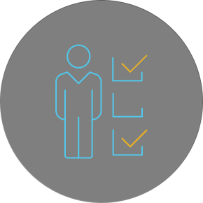 a circle with an icon showing item selection